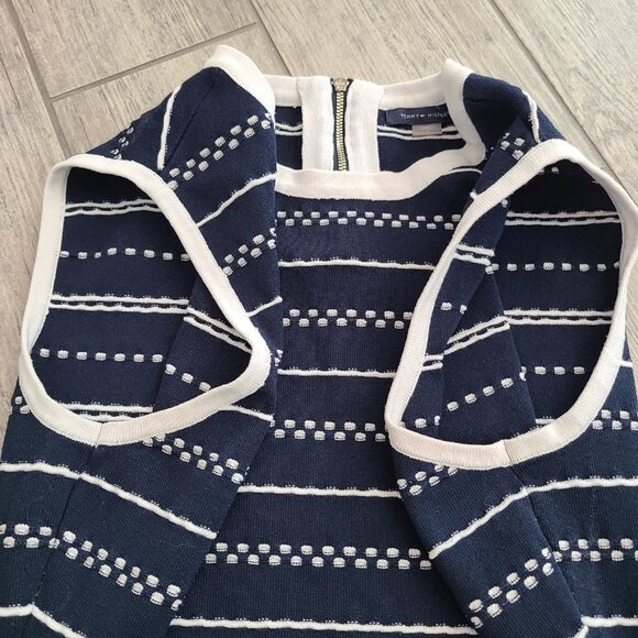 Tommy Hilfiger sleeveless knit dress navy white striped size womens large - Picture 10 of 12